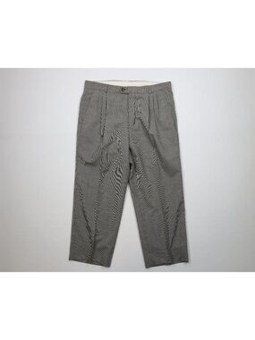 Vintage 90s Pleated Wide Leg Chino Pants Mens W36 L27 Wool Knit Houndstooth